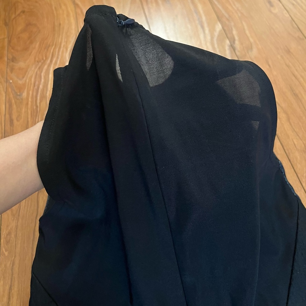 Nicole Miller Atelier Size 2 Strapless Blue Denim Sheath Black Office Classic - Picture 10 of 10